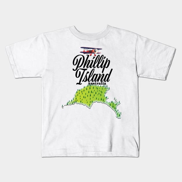 Phillip Island Australia map Kids T-Shirt by nickemporium1